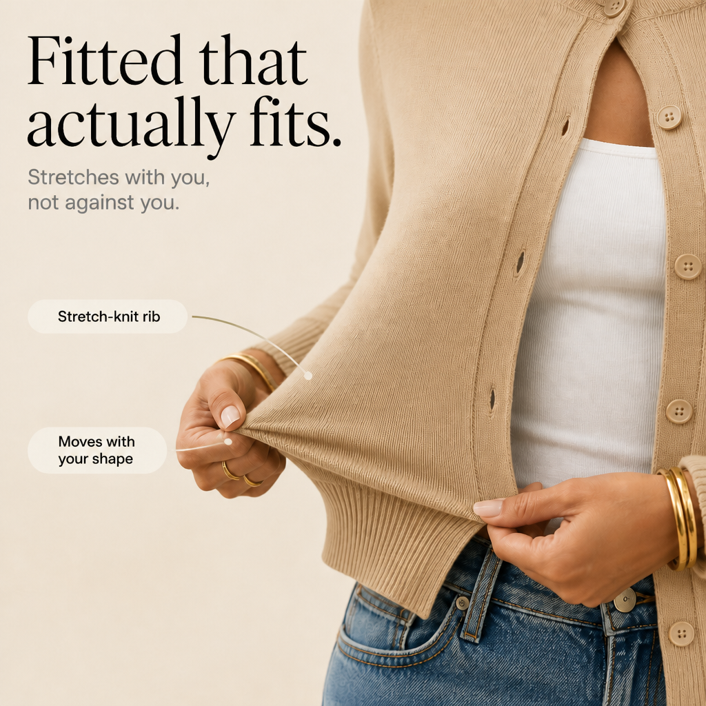 Buttonly - Fitted Ribbed Crop Women's Button Cardigan