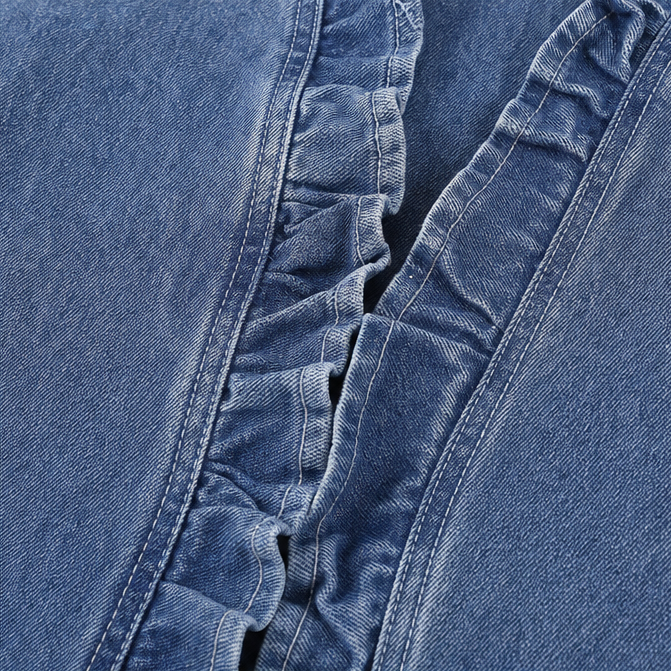 Florelle Ruffle Denim Look Jacket - Women's Open Front Top