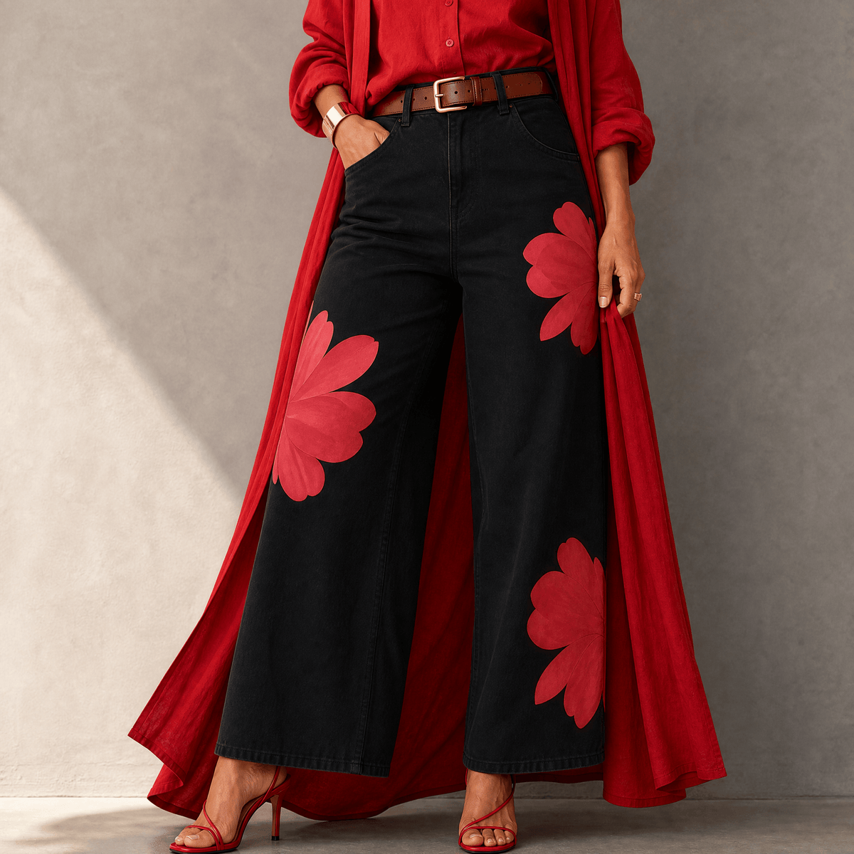 Florenza Floral Jeans - Women's Wide Leg Floral Jeans