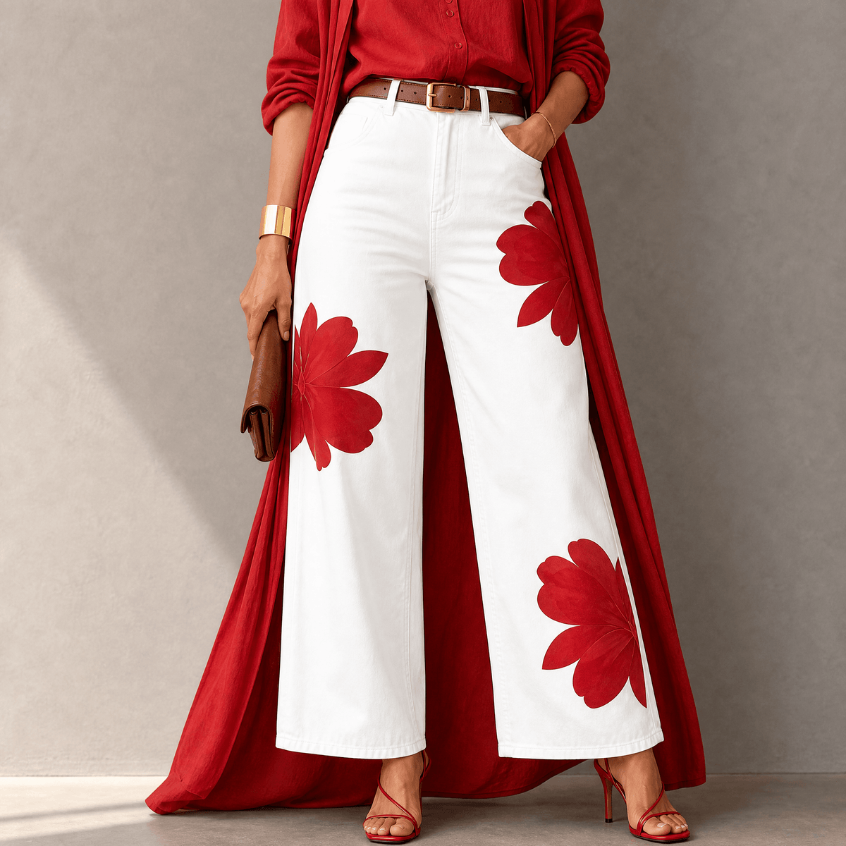 Florenza Floral Jeans - Women's Wide Leg Floral Jeans