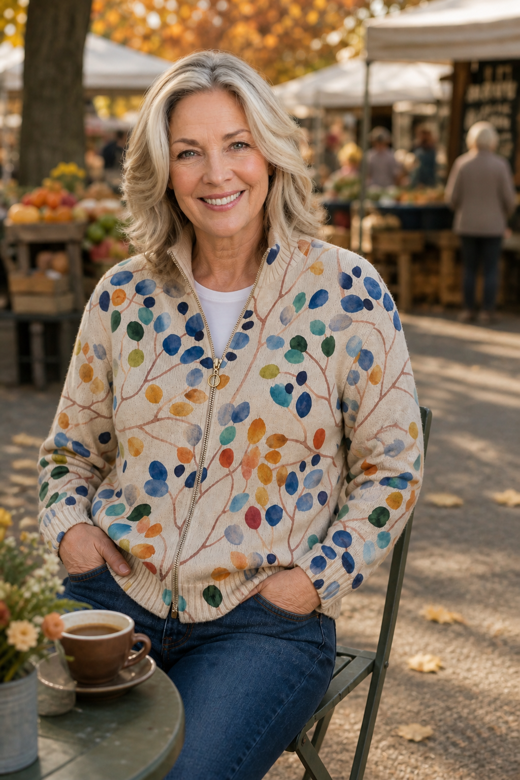 Threezip Botanical Cardigan - Women's Zip Up Print Bomber
