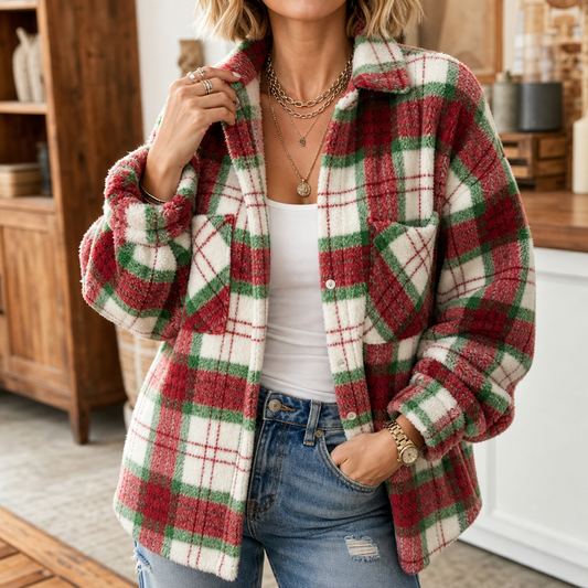 Coziveigh Plaid Fleece Shacket - Women's Oversized Shirt