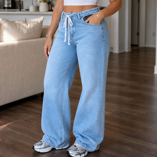 Flexelle Wide Leg Jeans - Drawstring Waist Women's Jeans