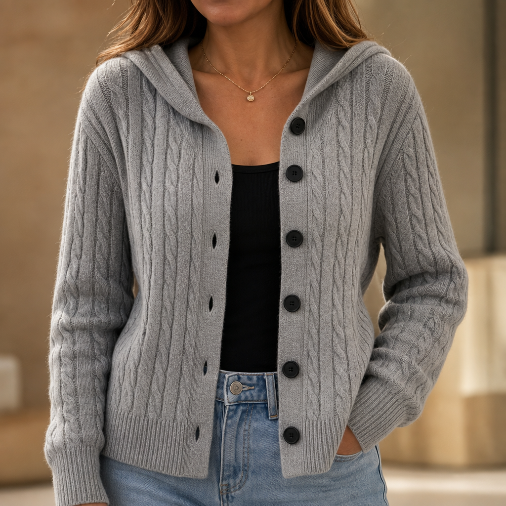 Wearbella Cable Knit Hooded Cardigan - Women's Open Front