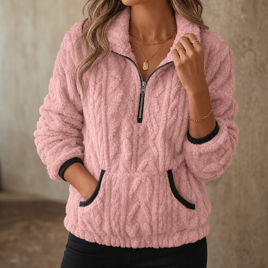 Lunelle - Plush Half-Zip Fleece Pullover with Pocket