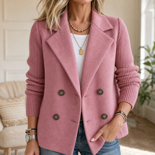 Wearbella Knit Sleeve Blazer - Women's Double Breasted