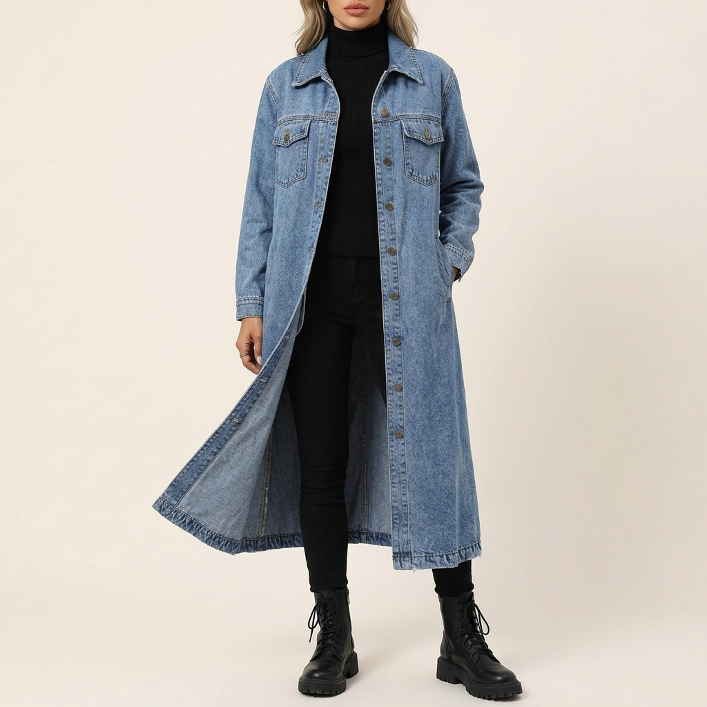 Denara Longline Denim Coat - Women's Oversized Denim Coat