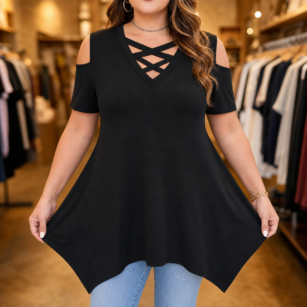 Sharkbite Swing Tunic - Women's Cold Shoulder Top