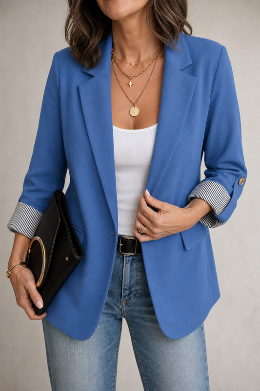 Cuffley Tailored Blazer - Women's Striped Cuff Long Blazer