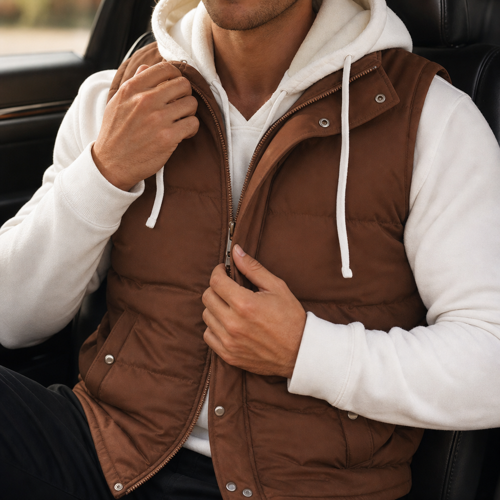 Wraverly Double Hood Puffer Vest - Women's Layered Gilet