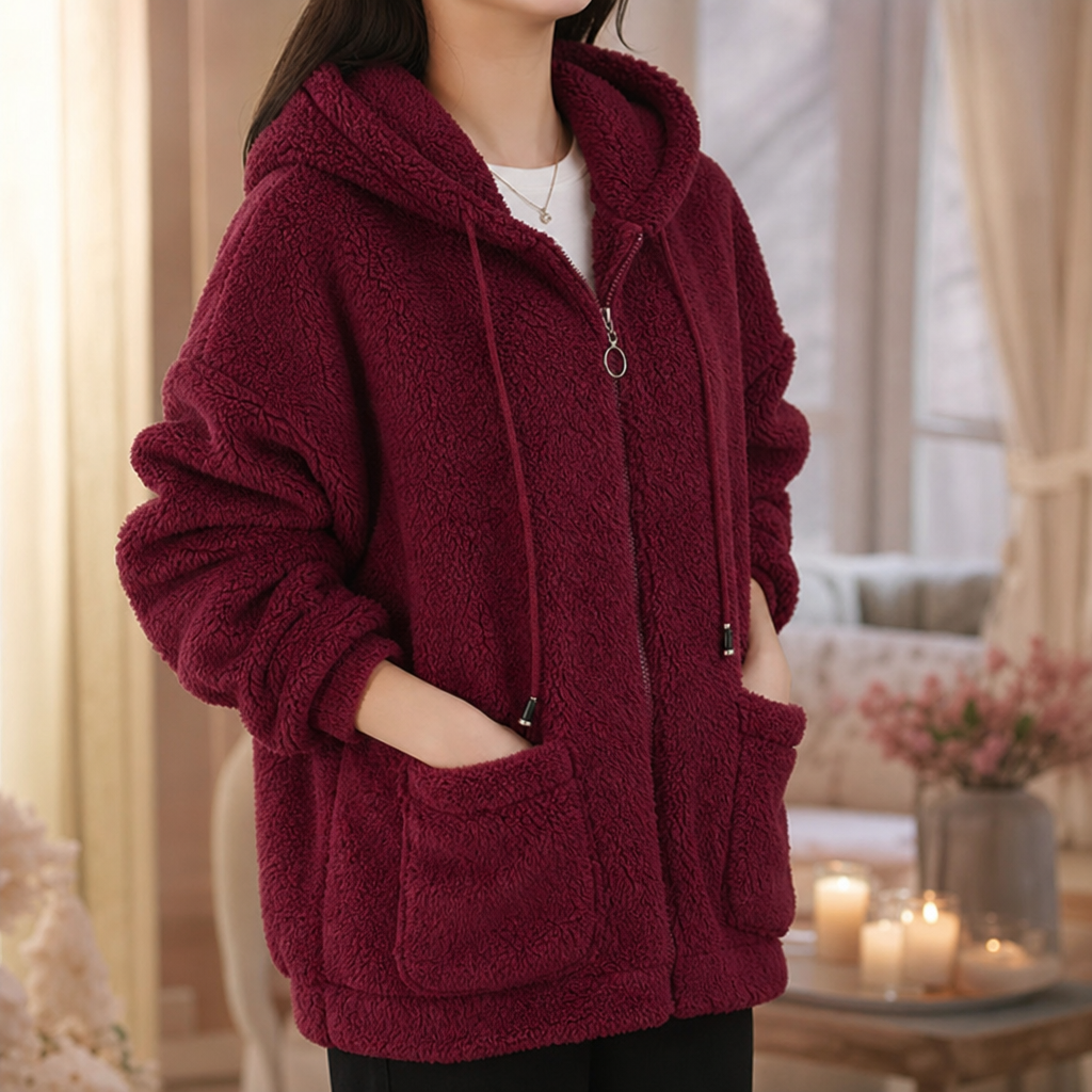 Cozamora Sherpa Fleece Zip-Up Hoodie - Women's Oversized