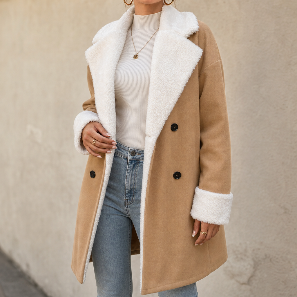 Mayfield Plush-Trim Wool Coat - Longline Women's Coat