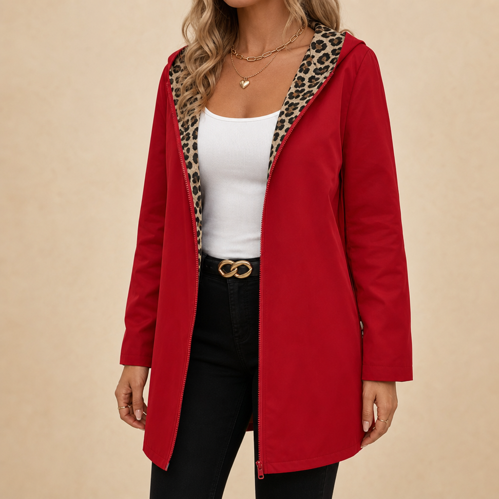 Wearbella Reversible Coat - Women's Leopard Print Hooded
