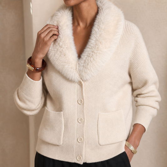 Veloura Faux-Fur Lapel Cardigan - Chunky Women's Knit