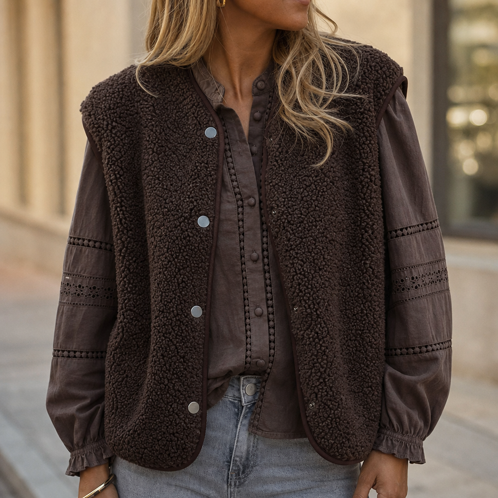 Overra Vest - Sleeveless Boxy Teddy Fleece Women's Gilet