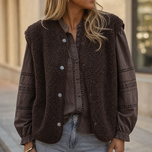 Overra Vest - Sleeveless Boxy Teddy Fleece Women's Gilet