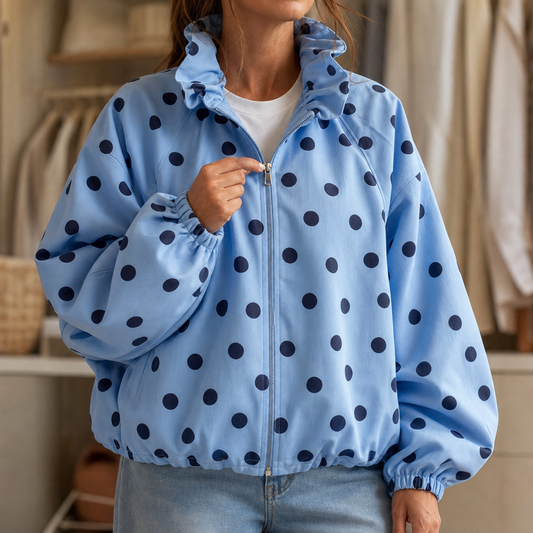 PolkaBelle Lantern Sleeve Jacket - Polka-Dot Women's Jacket