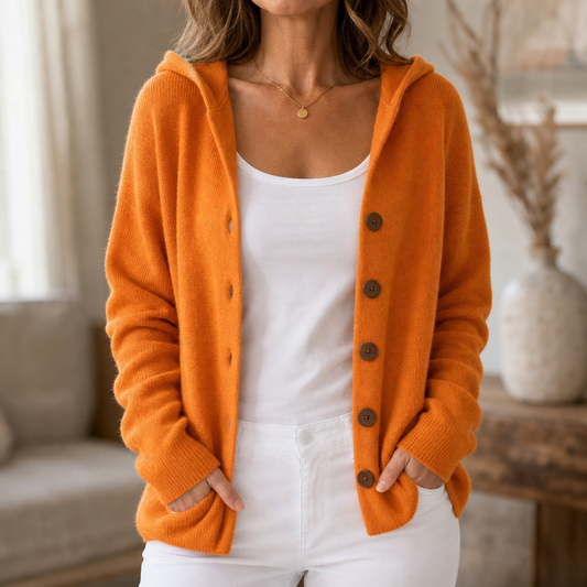 Teri Hooded Cardigan - Button Front Women's Flared Knit