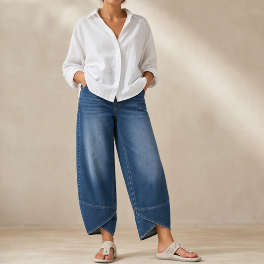 Verlace Stepped Hem Jeans - Women's Wide Leg Jeans
