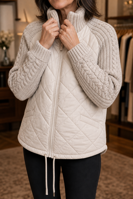 Knitpuff Knit Panel Puffer Jacket - Women's Quilted Jacket