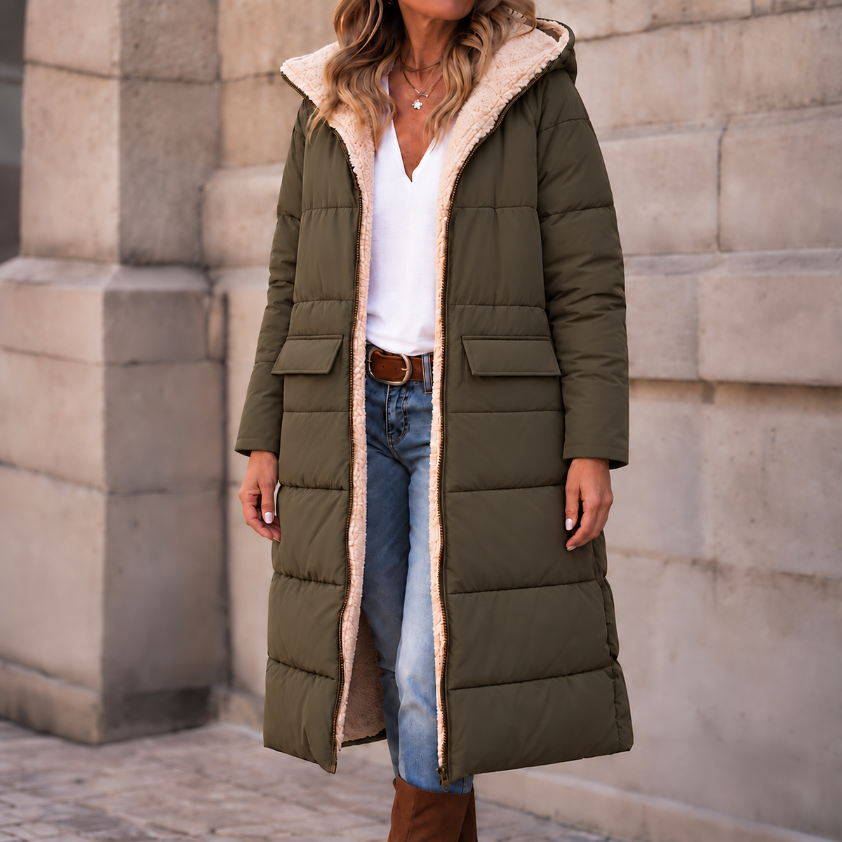 Reversa Reversible Long Coat - Hooded Women's Winter Coat
