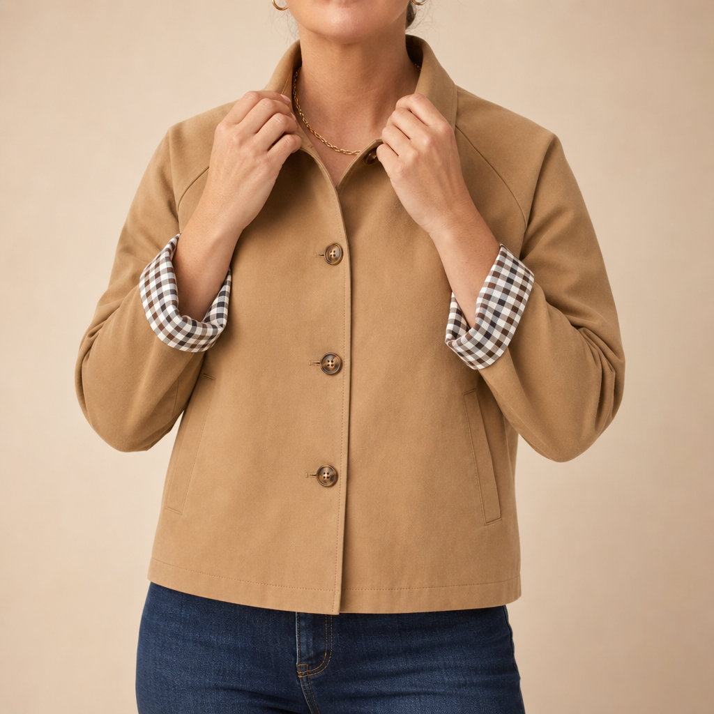 Mayfair Tartan Raglan Coat - Checked Sleeve Women's Coat