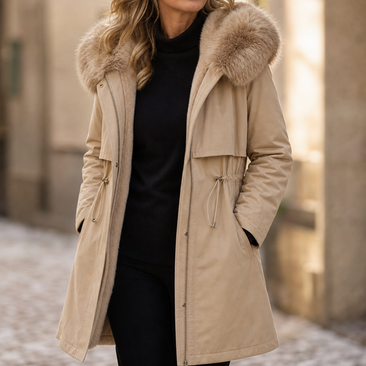 Velora Hooded Faux Fur Coat - Women's Mid-Length Coat