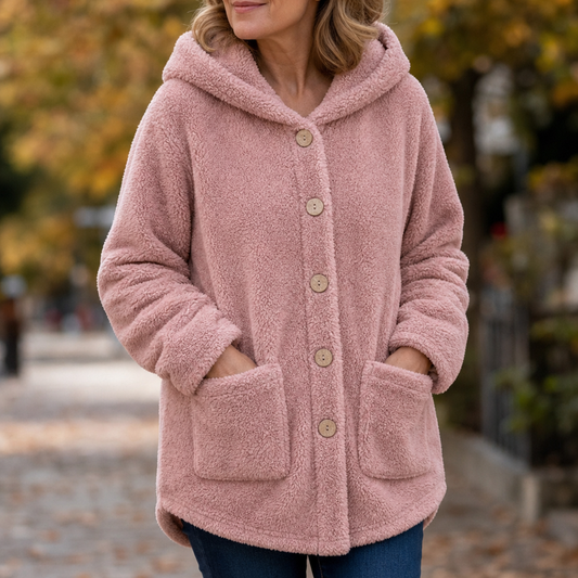 Cozyvale Hooded Winter Jacket - Button Front Women's Coat