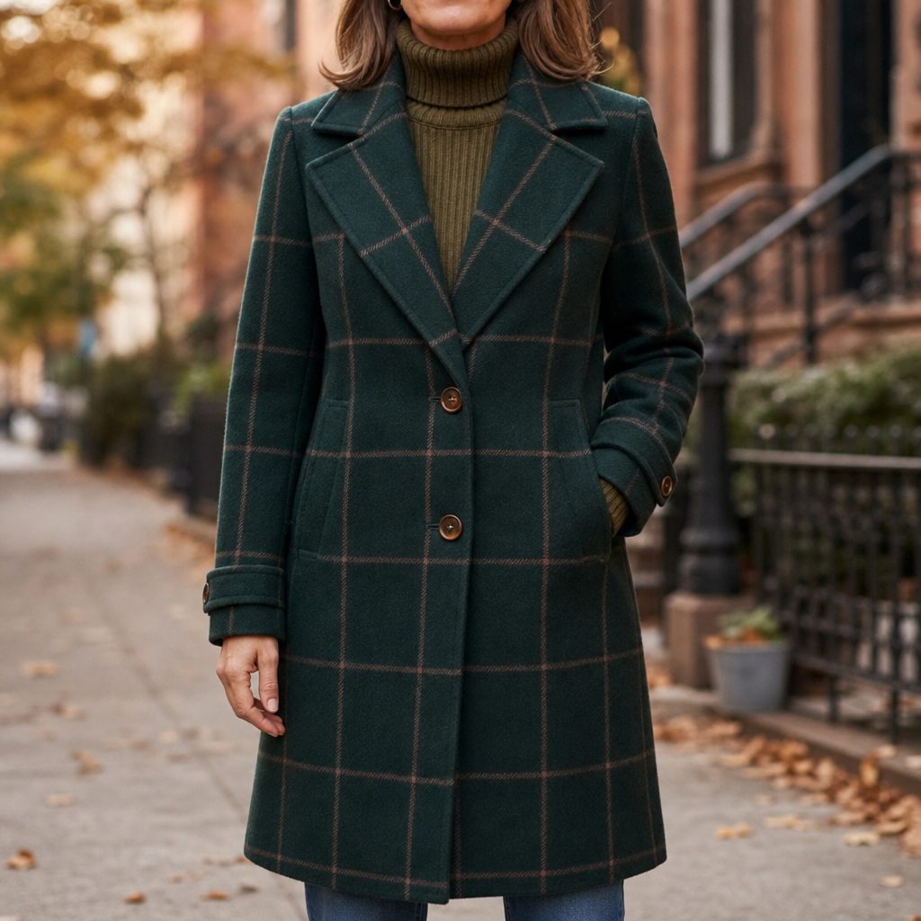 Wearbella Plaid Coat - Women's Oversized Two Button Coat