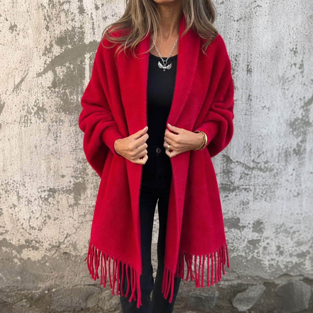 Mantelle Wool Coat - Women's Shawl Collar Open Front Coat