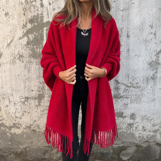 Mantelle Wool Coat - Women's Shawl Collar Open Front Coat