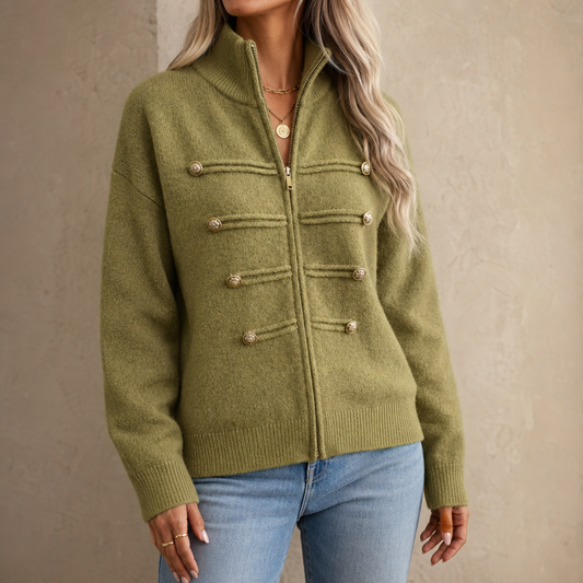 Mayfield Military Knit Cardigan - Gold Button Women's Knit
