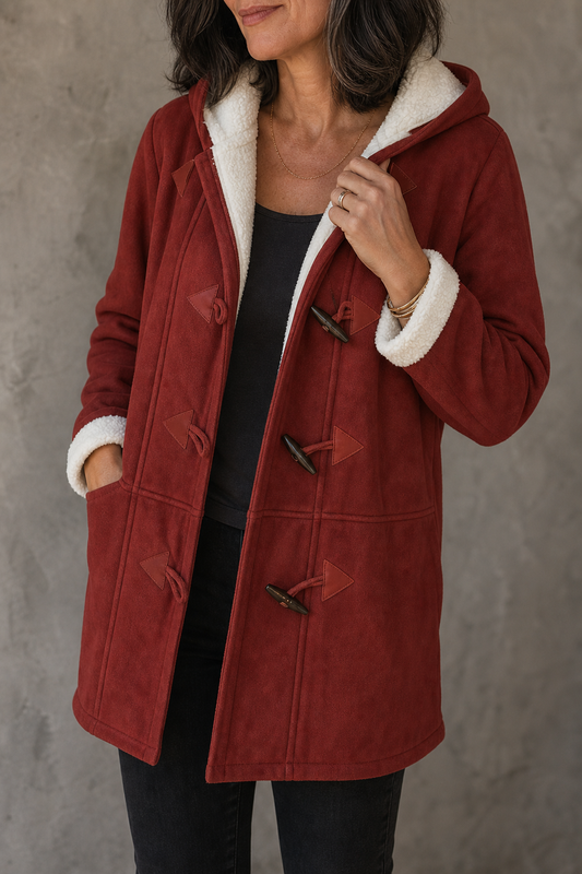 Suedeluxe Faux Suede Coat - Hooded Plush Lined Women's Coat