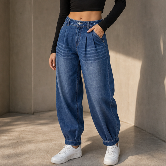 Slouchden Harem Jeans - Tapered Elastic Back Women's Jeans