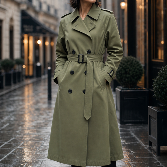 Mayfield Belted Long Trench Coat - Women's Double-Breasted