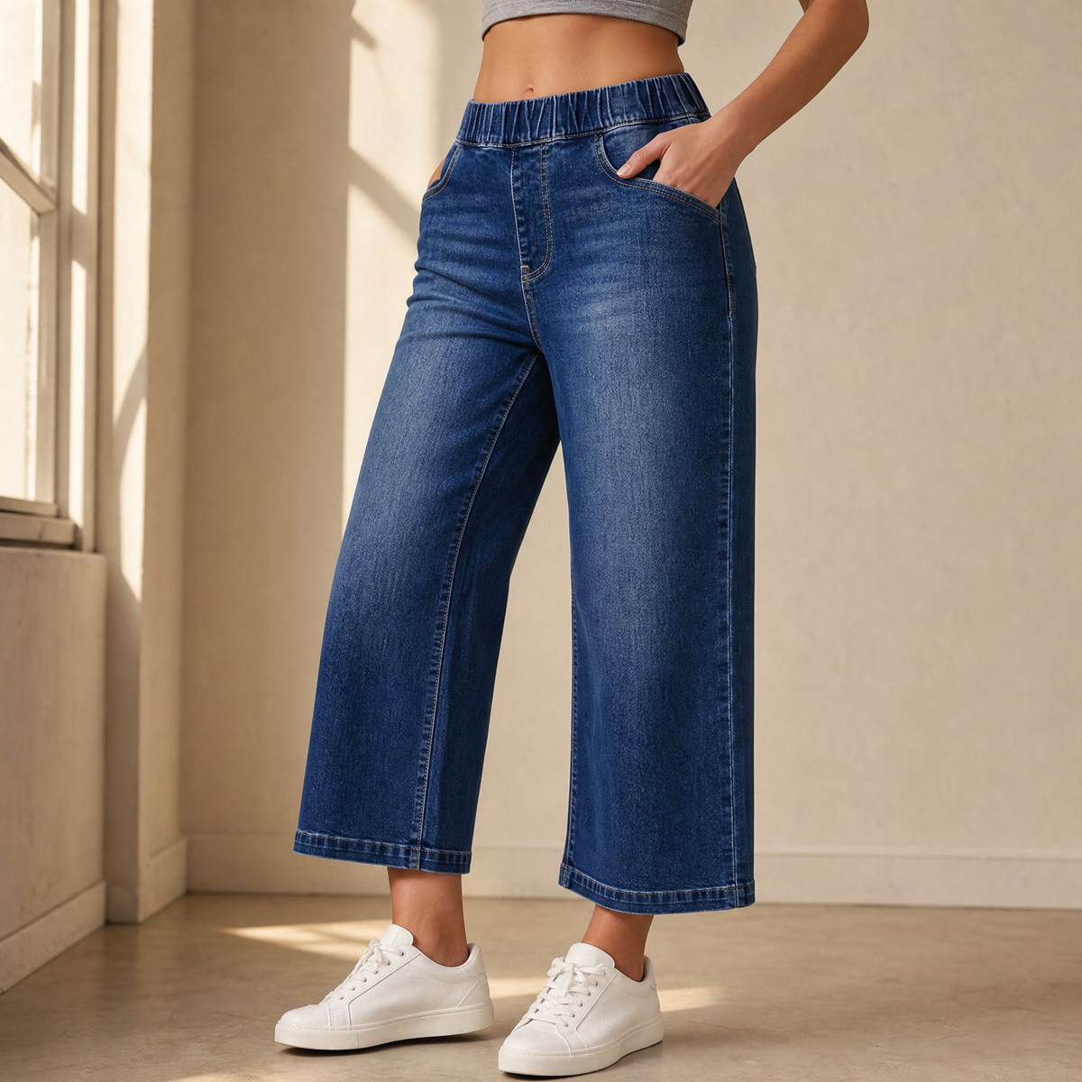 Lounette Cropped Jeans - Elastic Waist Women's Jeans