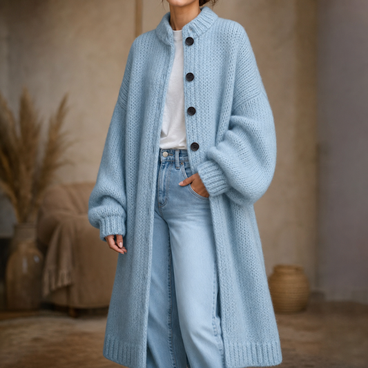 Wearbella Chunky Knit Sweater Coat - Women's Long Cardigan