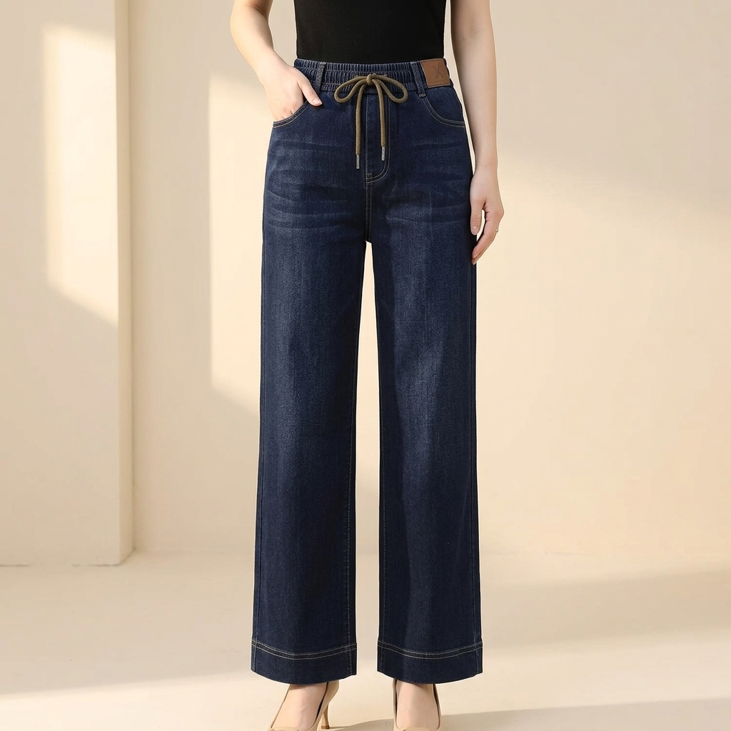 Velora Drawstring Jeans - Pull-On Wide Leg Women's Jeans