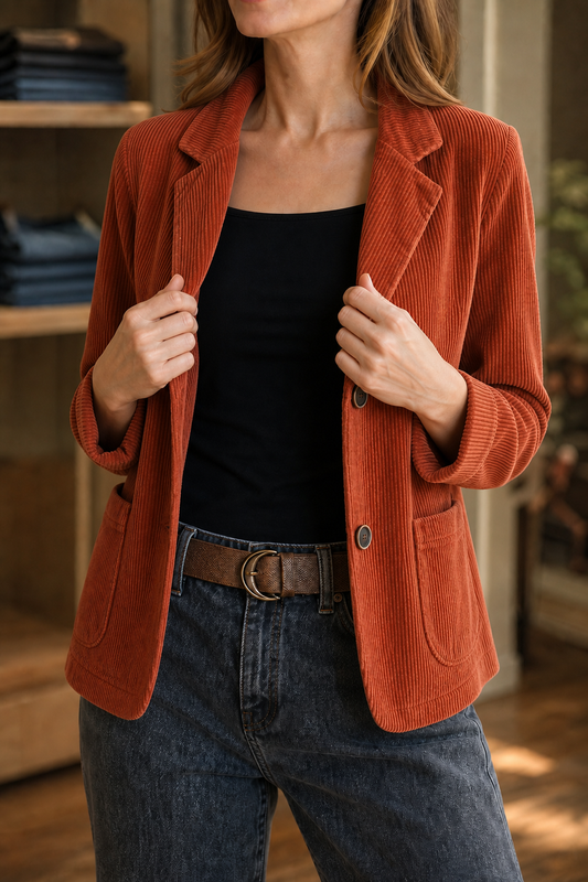 Wearbella Corduroy Look Jacket - Women's Relaxed Jacket