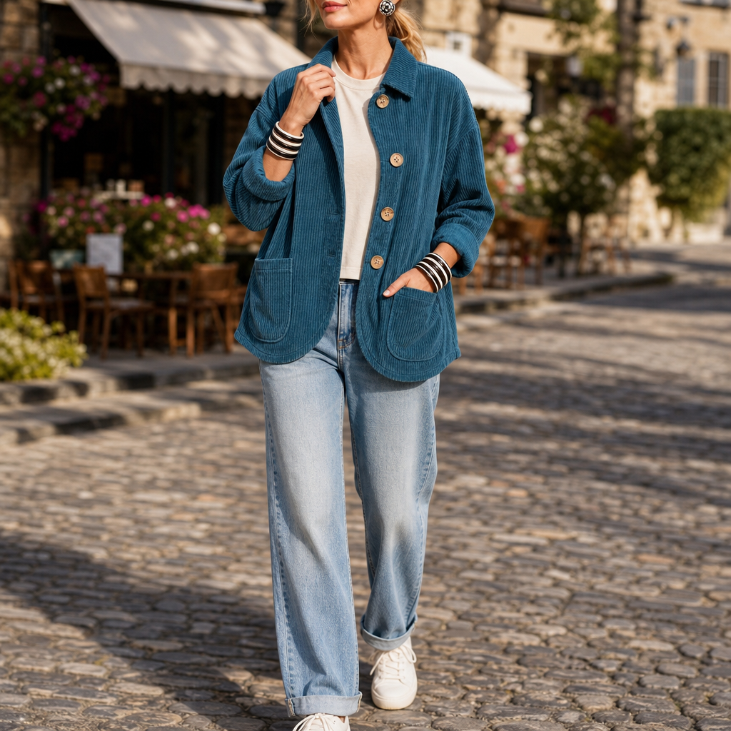 Corfield Corduroy Shacket - Women's Diagonal Button Jacket