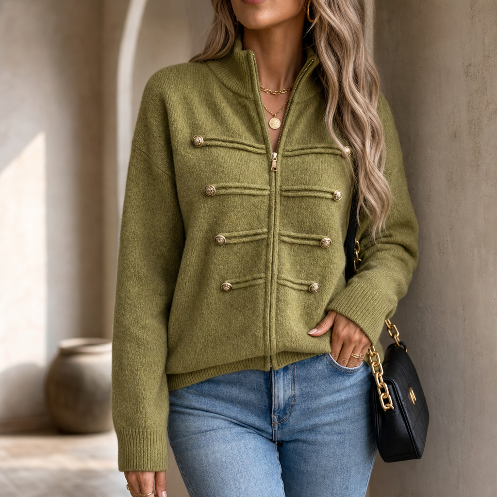 Mayfield Military Knit Cardigan - Gold Button Women's Knit