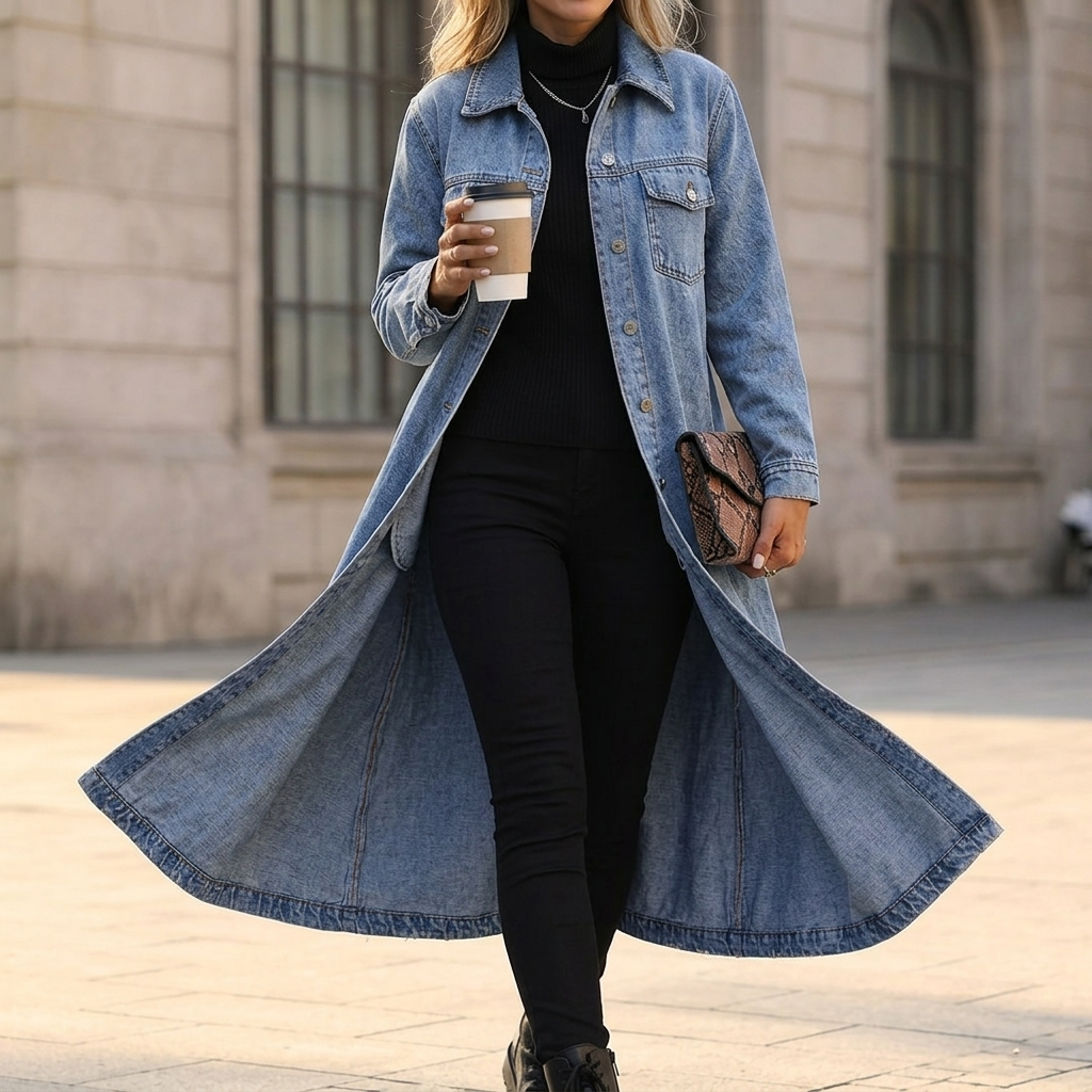 Denara Longline Denim Coat - Women's Oversized Denim Coat