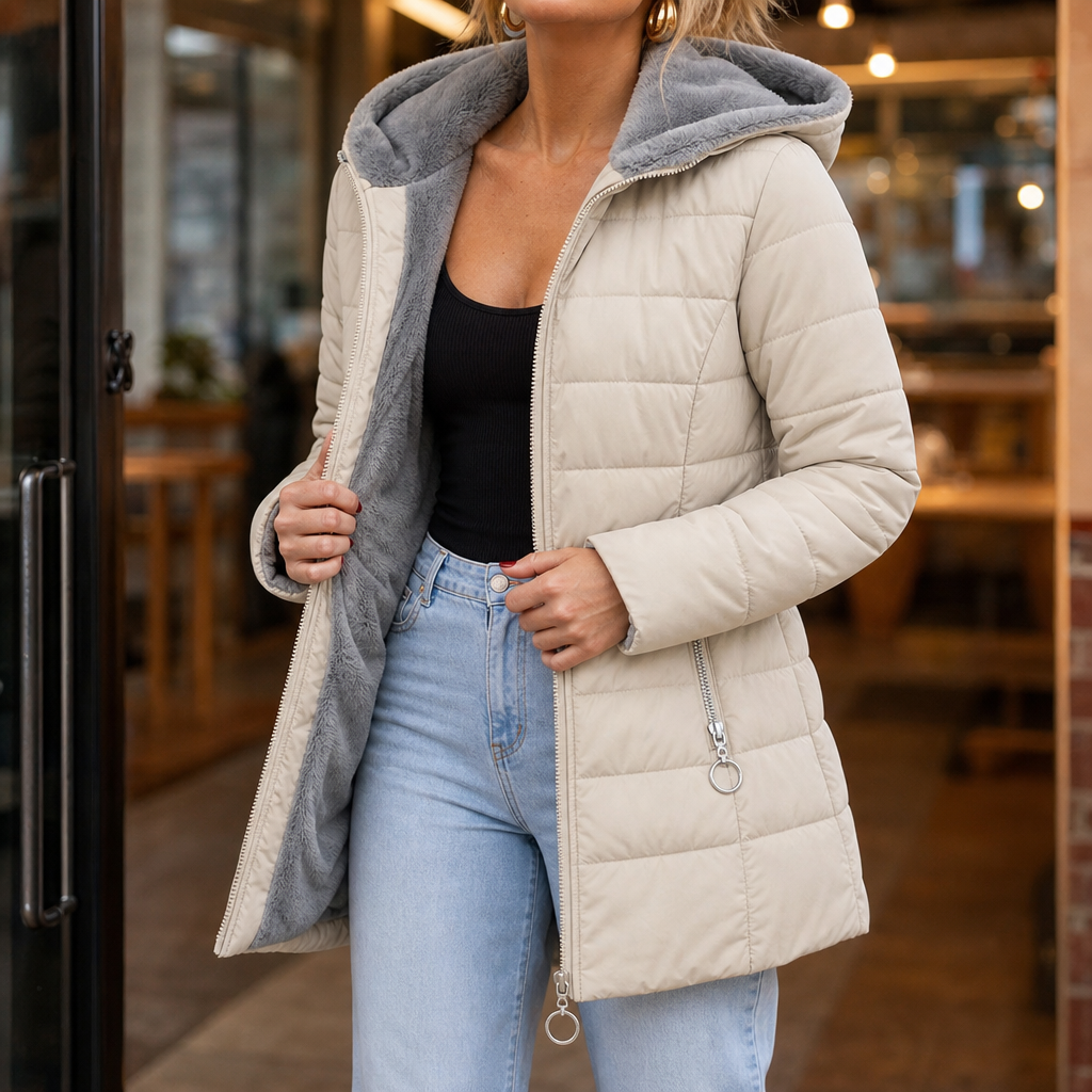 Cozelle Quilted Puffer Coat - Women's Hooded Longline