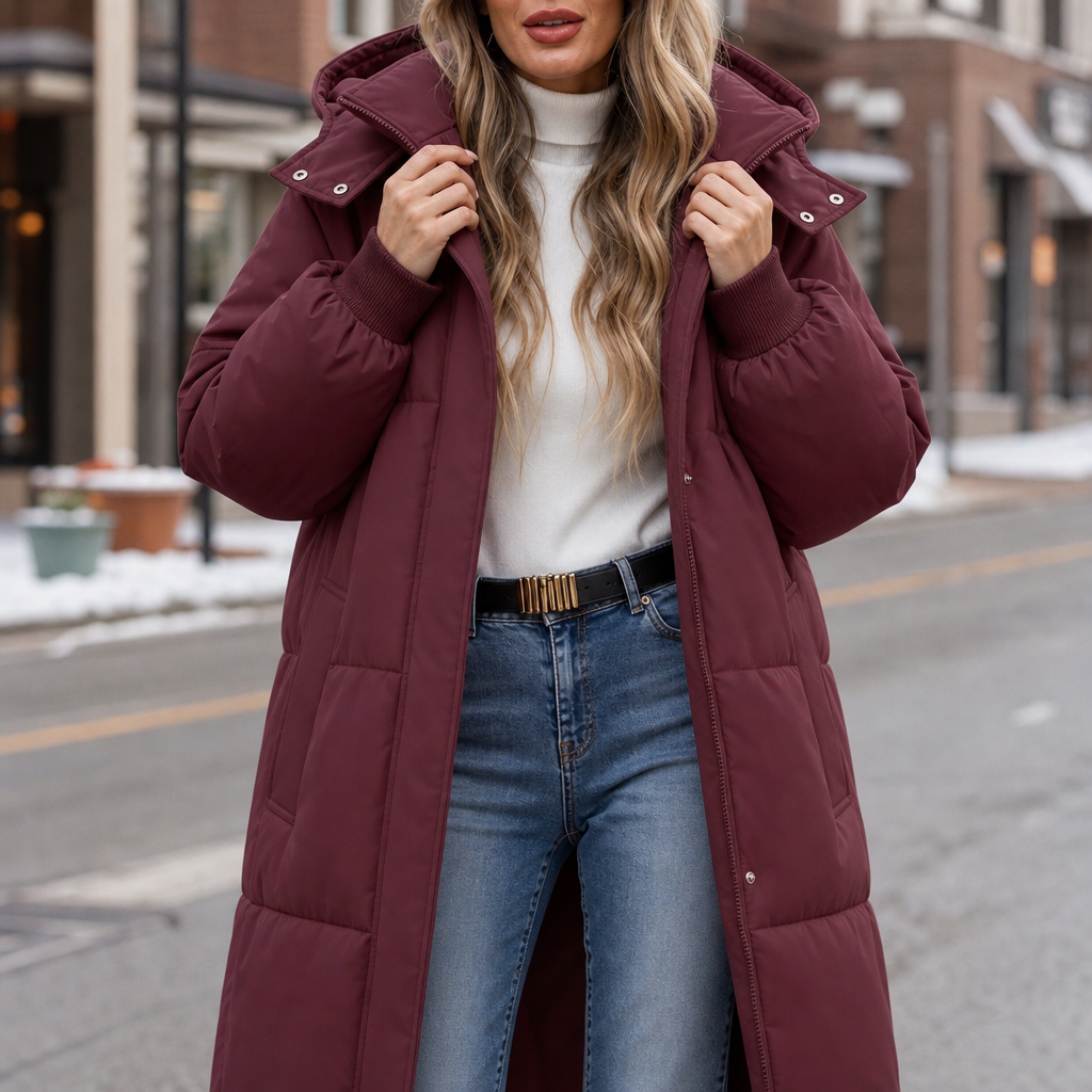 Wearbella Long Hooded Puffer Coat - Women's Winter Coat