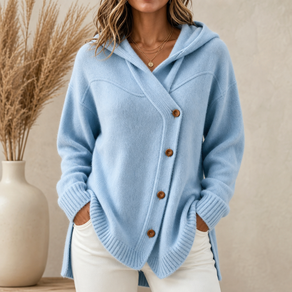 Lunette Wrap Hooded Cardigan - Women's Asymmetric Knit
