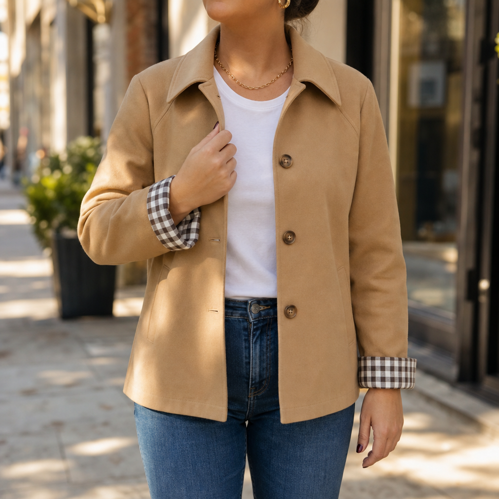 Mayfair Tartan Raglan Coat - Checked Sleeve Women's Coat