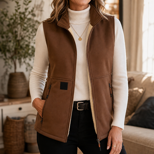 Cozycrest Plush-Lined Gilet - Sleeveless Women's Vest