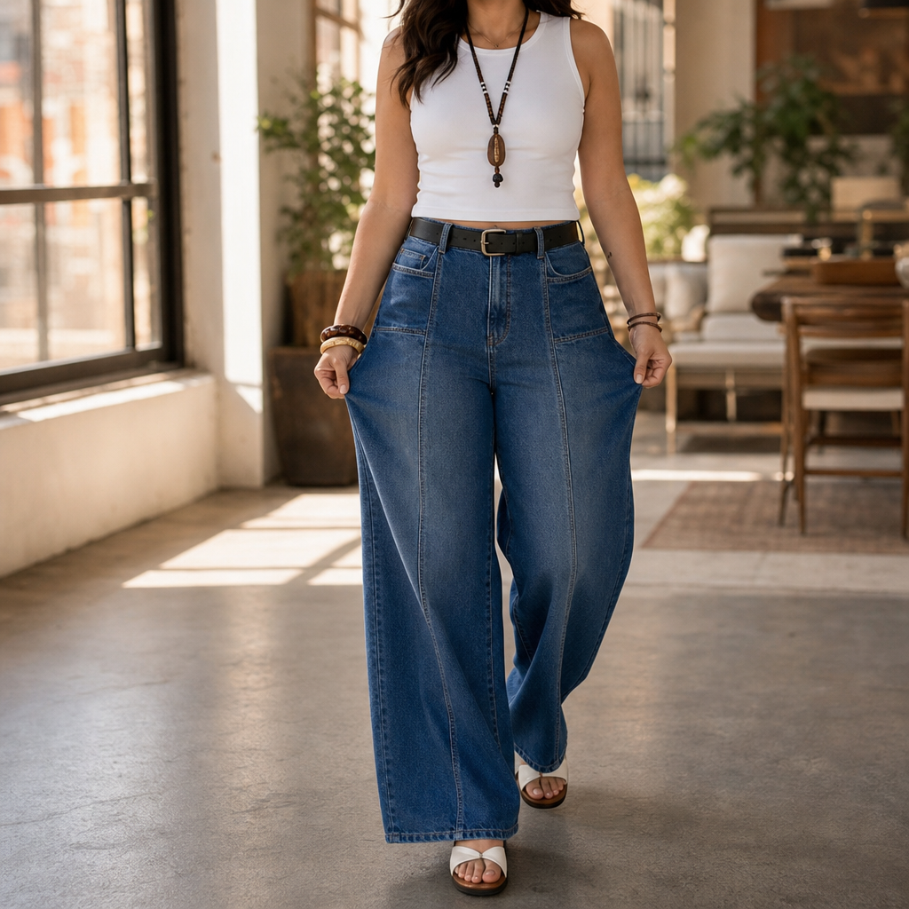 Wearbella Wide Leg Jeans - Button Fly Women's Jeans