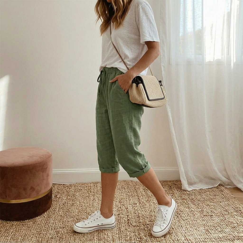 Lyora Capri Pants - Women's Drawstring Cropped Trousers