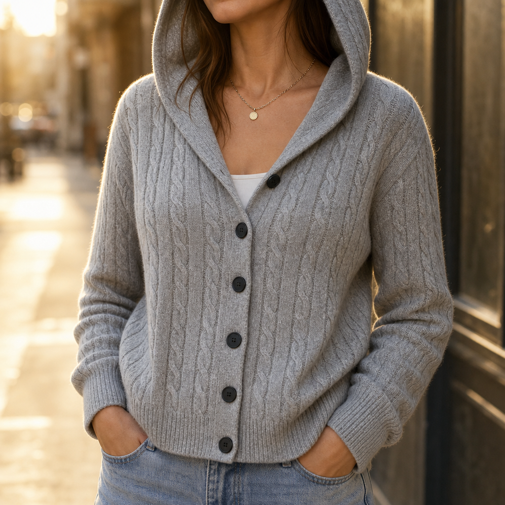 Wearbella Cable Knit Hooded Cardigan - Women's Open Front